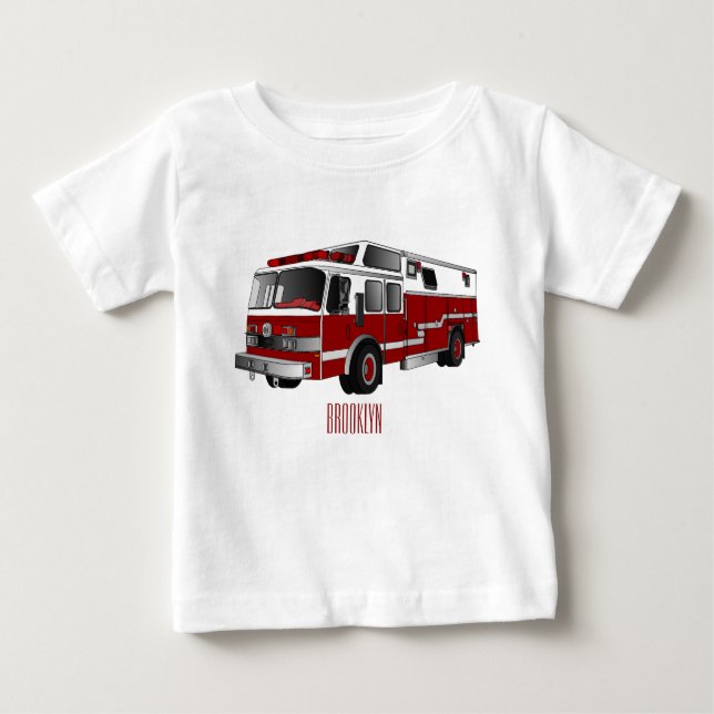 Fire engine cartoon illustration baby T-Shirt (Front)