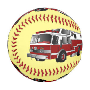 Fire engine cartoon illustration baseball