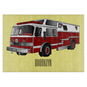 Fire engine cartoon illustration cutting board