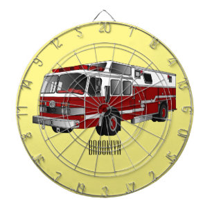 Fire engine cartoon illustration dartboard