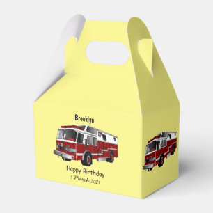 Fire engine cartoon illustration favour box