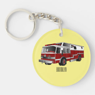 Fire engine cartoon illustration key ring
