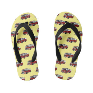 Fire engine cartoon illustration kid's thongs