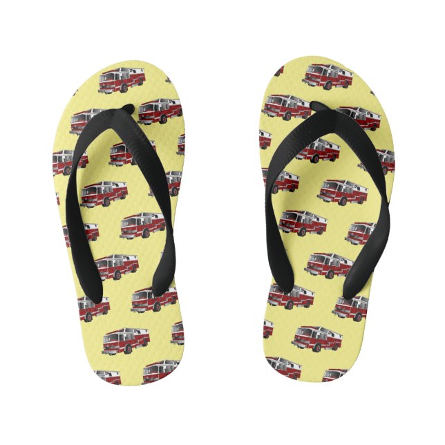 Fire engine cartoon illustration kid's thongs (Footbed)