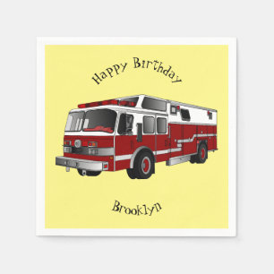 Fire engine cartoon illustration napkin