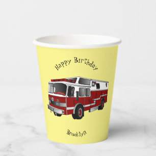 Fire engine cartoon illustration paper cups