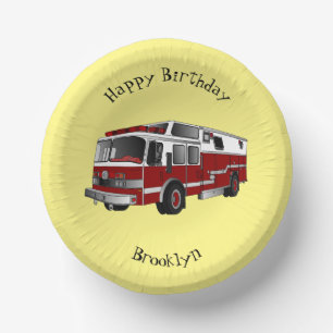 Fire engine cartoon illustration paper plate