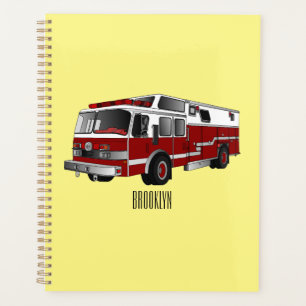 Fire engine cartoon illustration planner