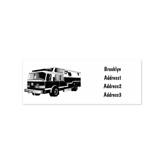Fire engine cartoon illustration rubber stamp (Imprint)