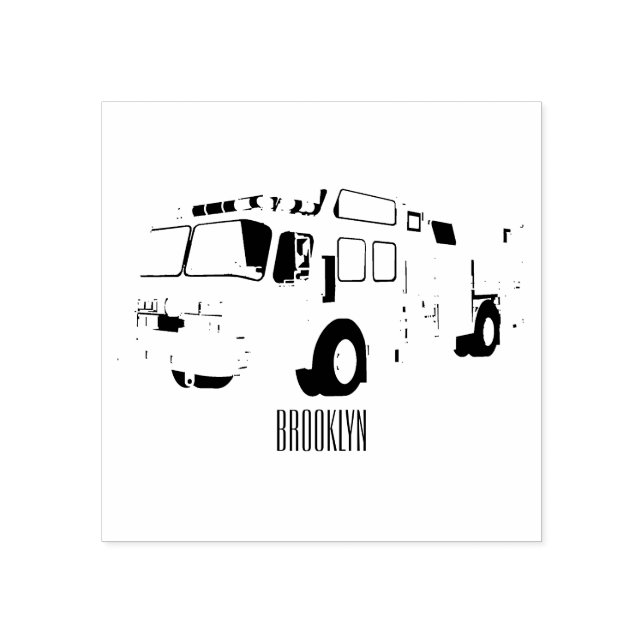 Fire engine cartoon illustration rubber stamp (Imprint)