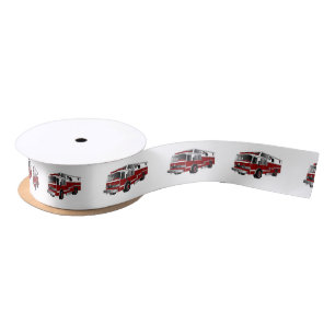 Fire engine cartoon illustration satin ribbon