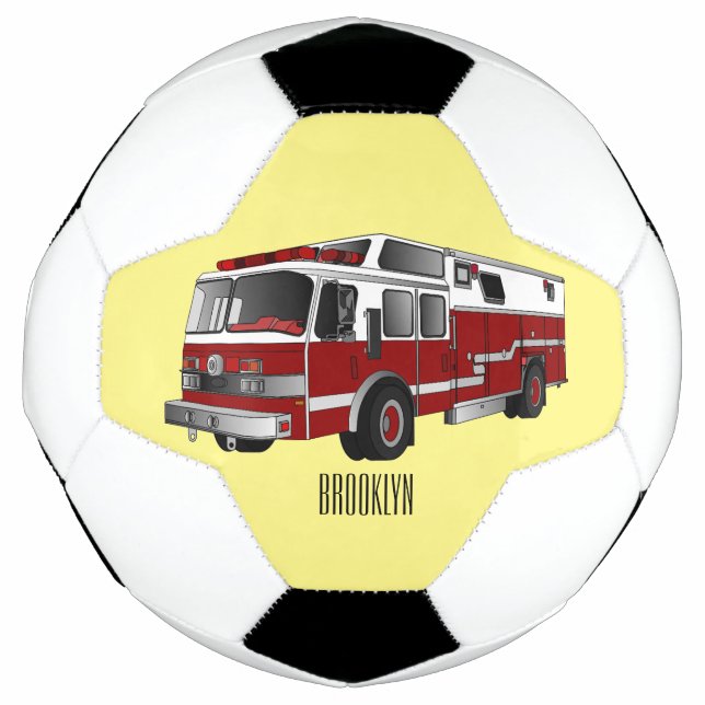 Fire engine cartoon illustration soccer ball (Front)