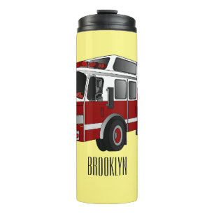 Fire engine cartoon illustration thermal tumbler