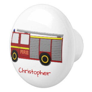 Fire Engine Design Personalised Ceramic Knob