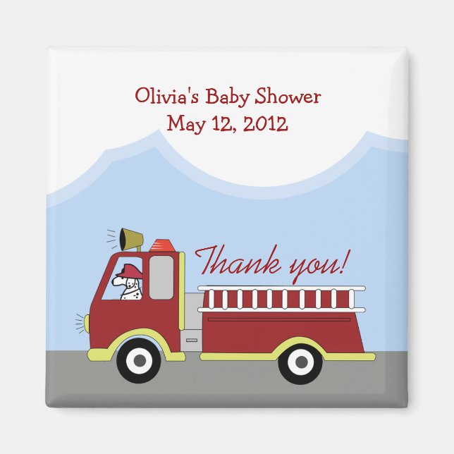 Fire Engine Fire Truck Customised Favour Magnet (Front)