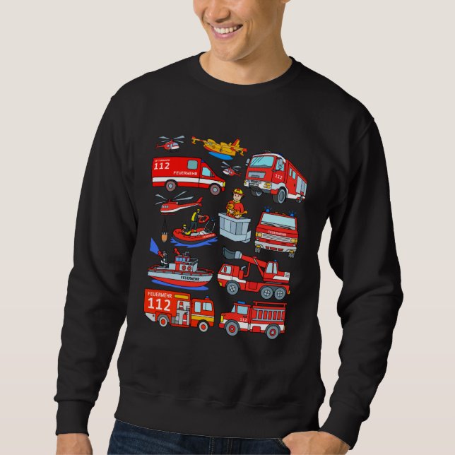 Fire Engine Firefighter Fire Engines Blue Light Sweatshirt (Front)