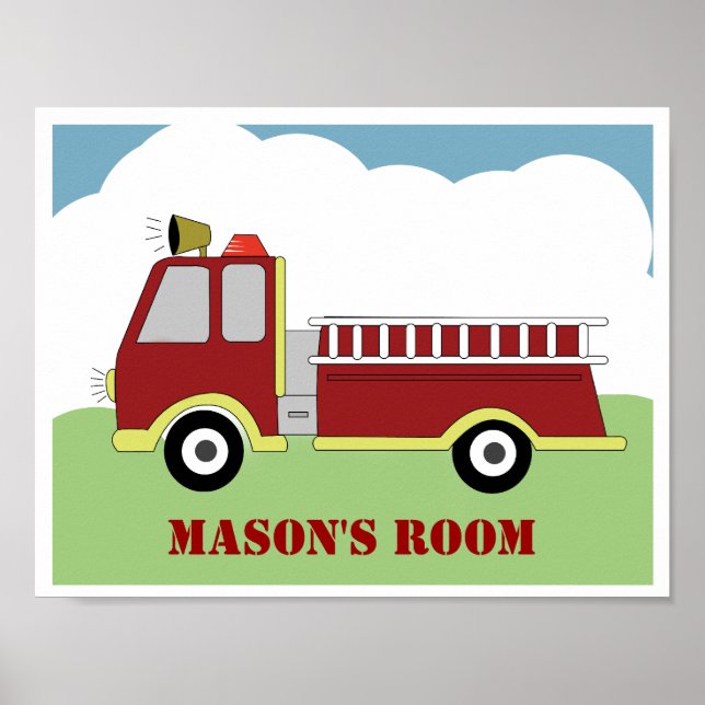 Fire Engine Firetruck Personalised Art Print (Front)