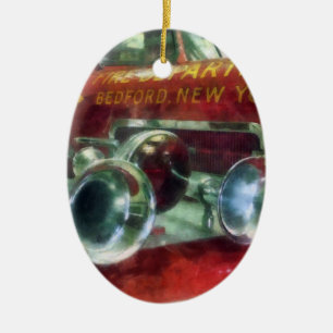 Fire Engine Horns and Bell Ceramic Ornament