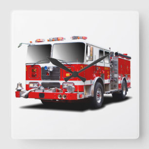 Fire Engine images for Square Wall Clock