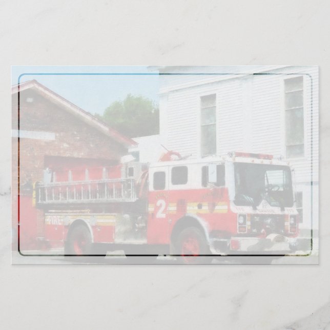 Fire Engine in Front of Fire Station Stationery (Front)