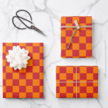 Fire Engine Red and Orange Chequered Vintage Wrapping Paper Sheet<br><div class="desc">Fire Engine Red and Orange Chequered Vintage Wrapping Paper</div>