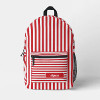 Fire Engine Red and White Vintage Striped Name