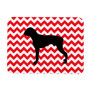 Fire Engine Red Chevron With Boxer Silhouette Magnet