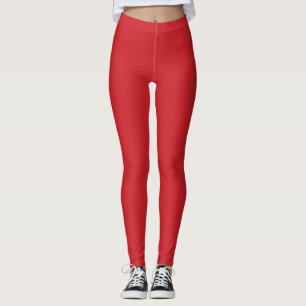 Fire Engine Red Colour Solid Plain Leggings