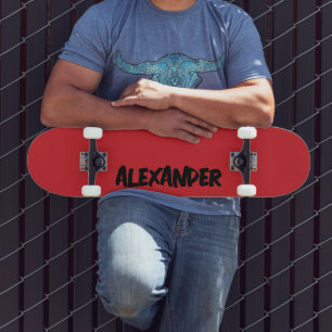Fire Engine Red Modern Name Classic Trendy Skateboard
