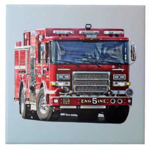 Fire Engine Turning the Corner Ceramic Tile