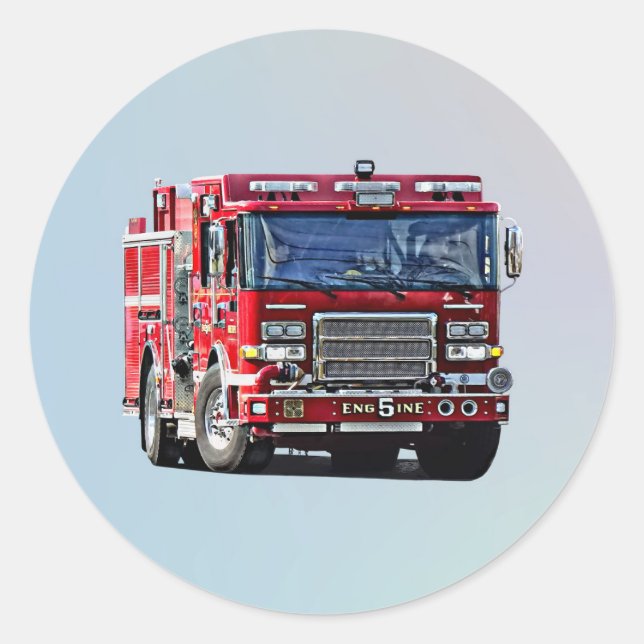 Fire Engine Turning the Corner Classic Round Sticker (Front)
