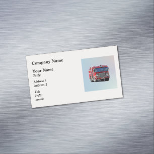 Fire Engine Turning the Corner Magnetic Business Card