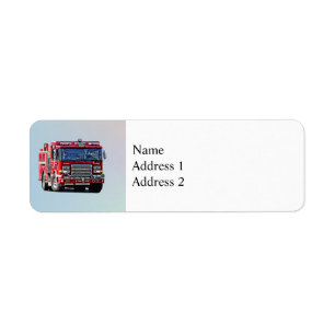 Fire Engine Turning the Corner Return Address Label