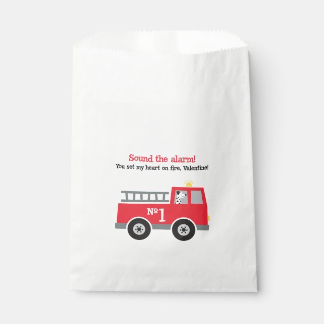 Fire Engine Valentine Favour Bags (Front)