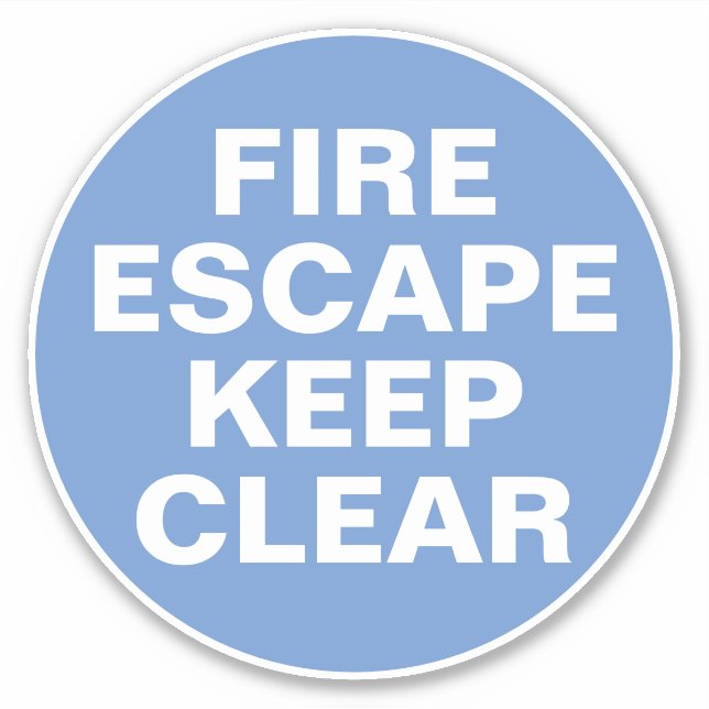 Fire Escape Sign - Blue & White Sign Sticker (Front)