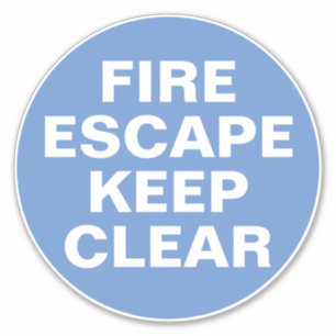Fire Escape Sign - Blue & White Sign Sticker