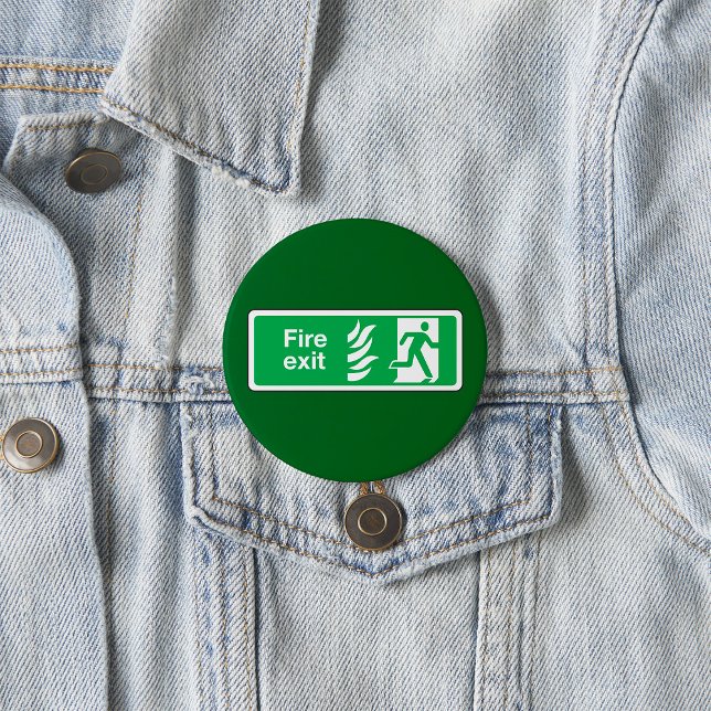Fire Exit Safety Sign Emergency Evacuation 7.5 Cm Round Badge (Creator Uploaded)