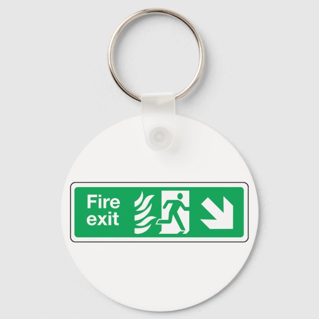 Fire Exit Safety Sign Emergency Evacuation Key Ring (Front)