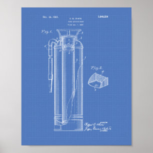 Fire Extinguisher 1927 Patent Art - Blueprint Poster