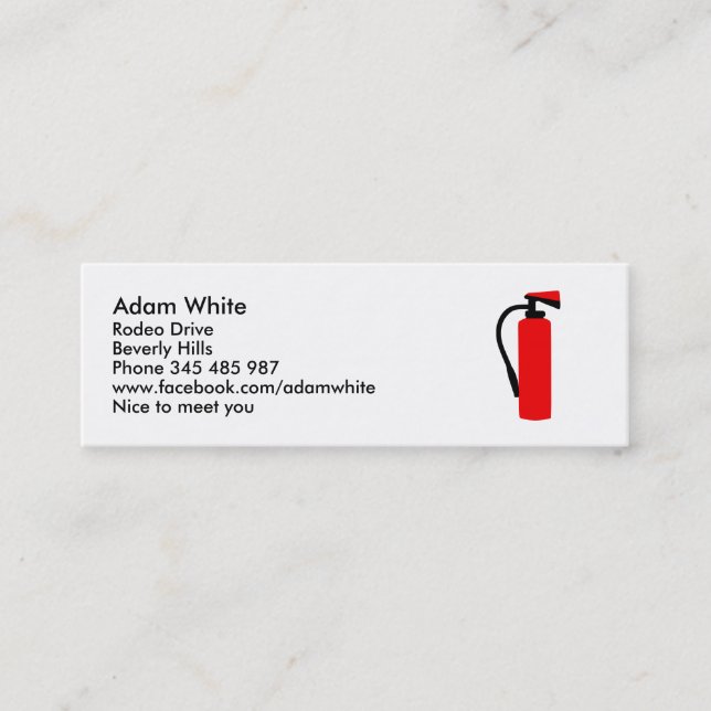 Fire extinguisher mini business card (Front)