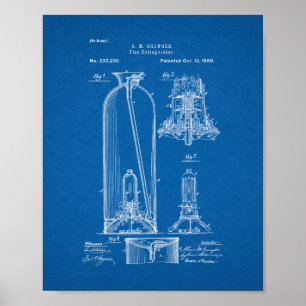 Fire Extinguisher Patent - Blueprint Poster