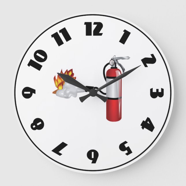 Fire Extinguisher Putting Out Fire Clock (Front)
