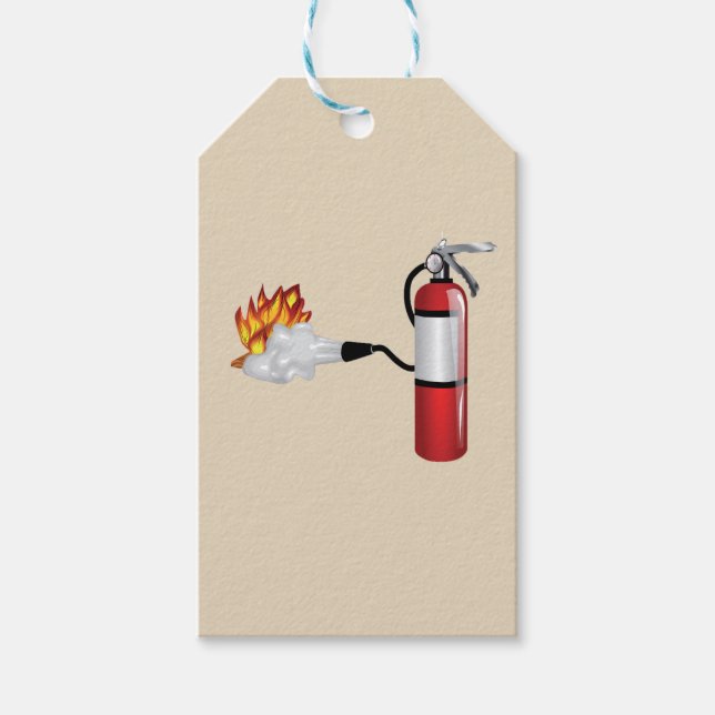 Fire Extinguisher Putting Out Fire Custom Gift Tag (Front)