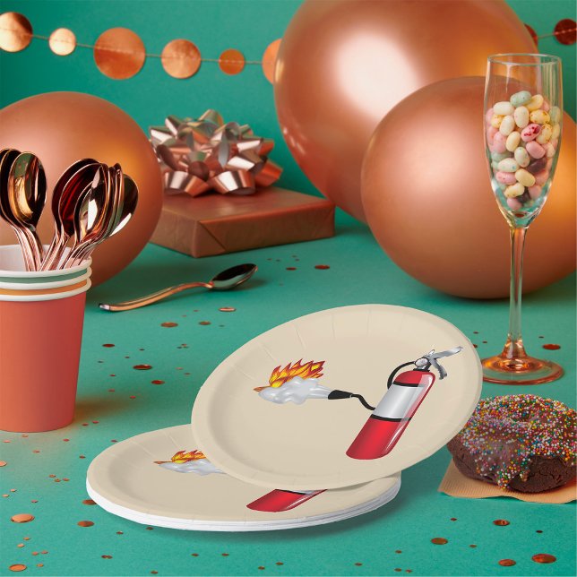 Fire Extinguisher Putting Out Fire Paper Plates (Creator Uploaded)