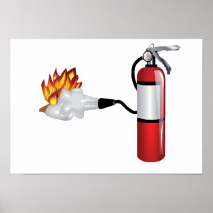 Fire Extinguisher Putting Out Fire Poster