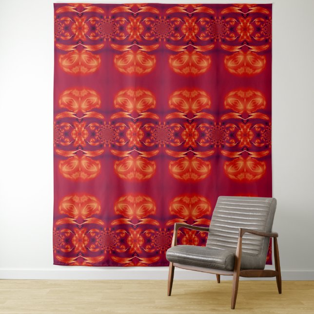 Fire Feather Dream Catcher Red 8 Tapestry (In Situ)