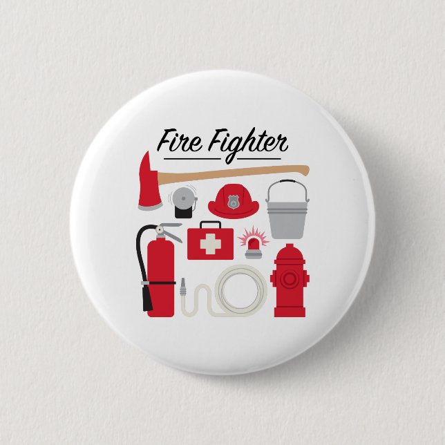 Fire Fighter 6 Cm Round Badge (Front)