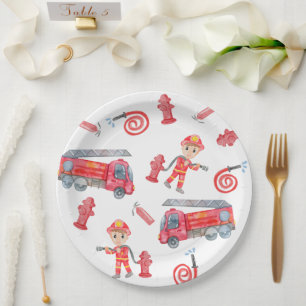 Fire Fighter Birthday Party Paper Plate