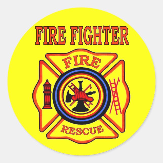 FIRE FIGHTER CLASSIC ROUND STICKER (Front)
