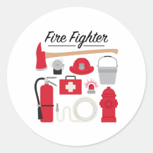 Fire Fighter Classic Round Sticker